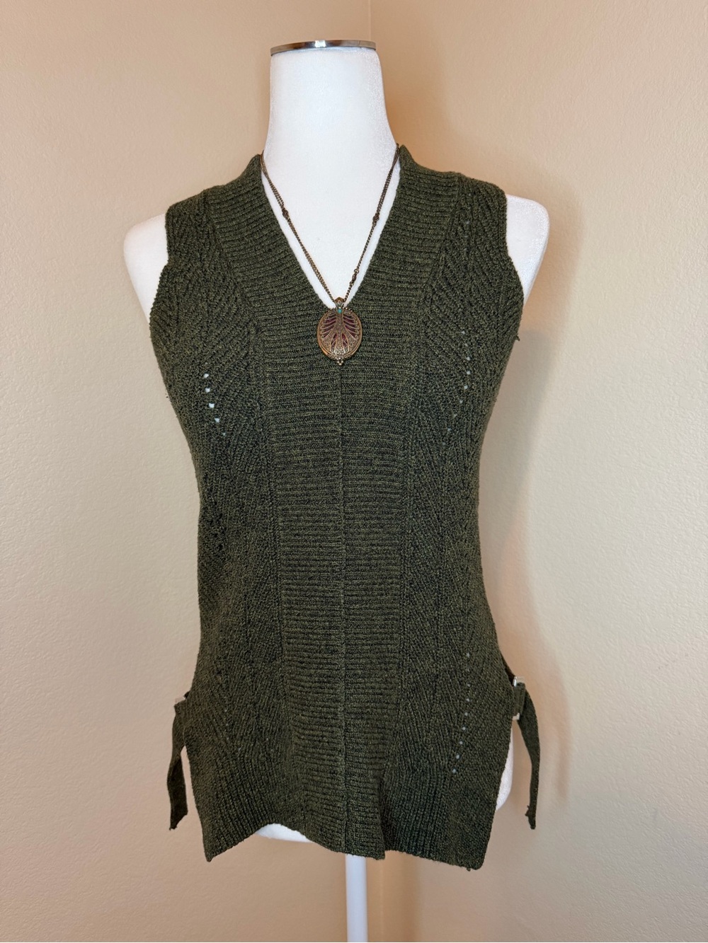 525 AMERICA Olive Green Ribbed Knit Sleeveless Tunic